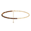 MYEARS Women Beaded Bracelet Gold Gemstone 14K Simple Dainty Handmade Chain Everyday Boho Beach Jewelry - style: Yellow Tiger's Eye