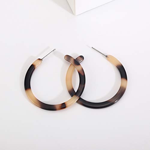BaubleStar Tortoise Shell Resin Hoop Earrings Fashion Jewelry - color: Blond Tortoise