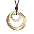Jeilwiy Leather Necklace for Women Funky Necklace Choker String Cord Necklace with Pendant Boho Style Jewelry - style: Irregular Double Circle