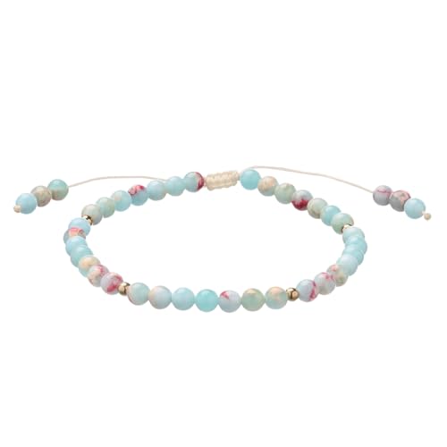 Softones 6mm Natural Stone Anklet for Women Gemstone Ankle Bracelets for Women Healing Energy Crystal Anklets Adjustable(8.5-10 Inches) - color: agalmatolite