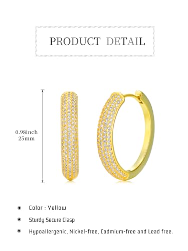 14K Gold Hoop Earrings for Women Hypoallergenic Lightweight Gold Huggie Hoop Earring Jewelry Gift - style: D-25mm