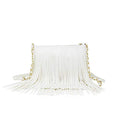 Solene Fringe Crossbody Shoulder Bag with Strap, Tassel Messenger bag, Country Style Western Fringe Purse for Women - color: White