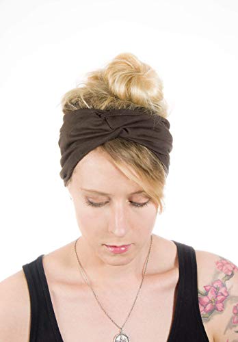 Twist Headband Extra Wide Scrunch Turban (Brown) - color: Brown
