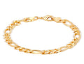 Barzel 18K Gold Plated Figaro Bracelet - Made In Brazil - color: 6MM, size: 7 Inches