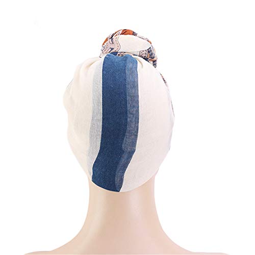 Qianmome Womens Big Flower Turban Beanie Elegant Cap Head Wrap Stretch Long Hair Scarf Headscarf - color: 4pieces-24a-style 2