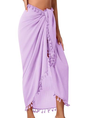 QIANXIZHAN Women's Swimsuit Cover Up,Beach Sarong Wrap Bottom Coverup for Women Short Skirt - color: Tassels Purple