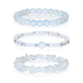 3Pcs Natural Stone Bracelets for Women 8mm Crystal Beaded Bracelets Handmade Stretch Bracelet Healing Crystal Jewelry for Women - style: Moonstone
