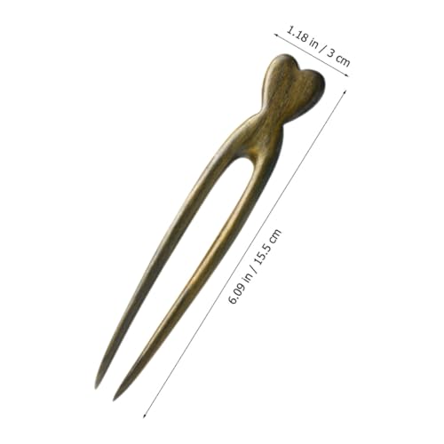 LALAFINA Wooden Hair Stick Double Prong Hairpin Vintage U-shaped Hair Fork for Women Suitable for Daily Updo