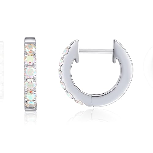Limerencia Hypoallergenic Implant Grade Titanium G23 Huggie Hoop Earrings, 5A Cubic Zirconia Pure Titanium F136 Hoops for Women Sensitive Ears - color: Aurora Borealis