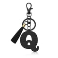 Oubaka Initial Monogram A-Z Keychain for Women, Cute Initial Letter Keychain with Tassel for Handbag Car Key Bag Keyring - color: Black-q