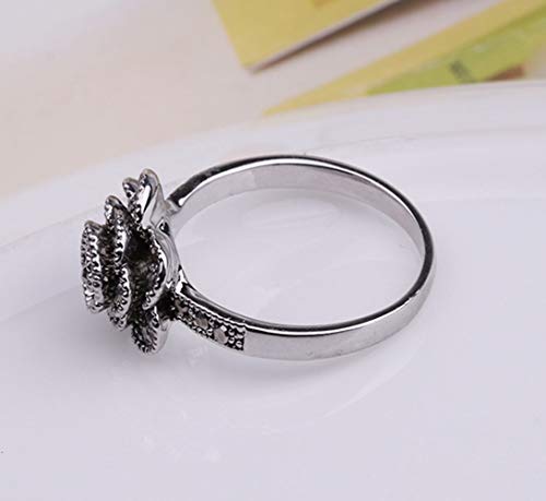 Women's Black Rings Vintage Rings Statement Rings for Women Band Marcasite Crystal Rings for Women - color: Black1