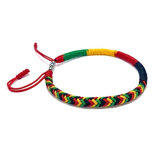 LAMIBEE Country Pride, Country Flag Code Bracelet, Protection and Lucky Sufer String Bracelet, Tibetan Wrist Wrap Bracelet, Boho Style Rope Bracelet for Women, Men, String Thread Bracelets - color: Africa