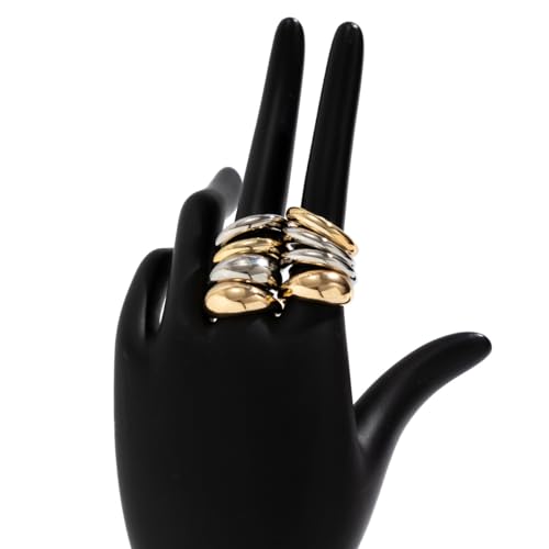 Chunky Rings for Women Adjustable Thick Rings Set Trendy Statement Stackable Ring for Women Chunky Jewlery Irregular Dome Flower Finger Knkuckle Thumb Ring - style: Style 4 - 8pcs tt