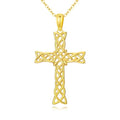 14K Gold Cross Necklace Gold Cross Pendant Necklace Christian Faith Jewelry Gifts for Women - style: B-Celtic Cross