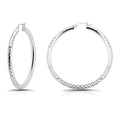 Hoops & Loops 925 Sterling Silver Diamond-Cut Round Hoop Textured 3mm Click-Top Earrings for Women, Slver, Two-Tone 14K Yellow Gold Flash Plate 15/20/25/30/35/40/45/50mm Hoops - color: Silver, size: 45mm (1.77'')