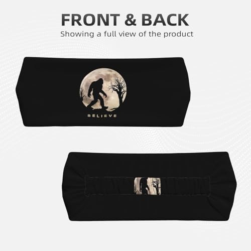 Black and Gold Swirl Liquid Ink Marble Workout Headbands Fashion Sports Sweatbands Yoga Hairbands for Fitness Athletic Non Slip Wicking Headscarf for Men Womens Girls Summer Accessories Elastic Bands - color: Funny Bigfoot Sasquatch Full Moon