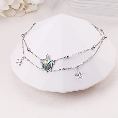 Anklets for Women S925 Sterling Silver Adjustable Beach Foot Ankle Bracelet Jewelry Gifts - style: Turtle