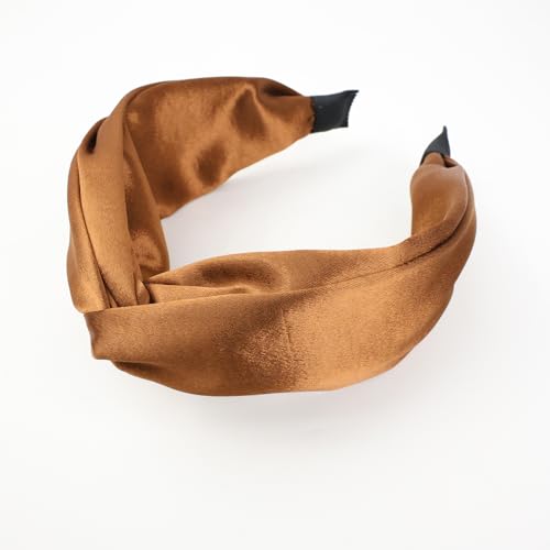 4 Pack Wide Knotted Headbands Satin Cross Knot Headbands Fashion Hair Bands-Solid Colors - color: Solid Color