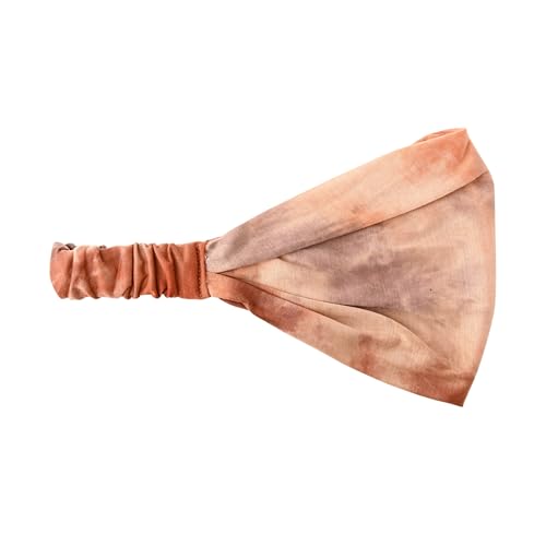 Motique Accessories Stretchy Headwrap Tye Dye Boho Wide Hair Band Yoga (Rust) - color: Rust