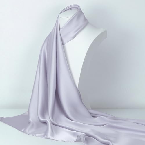 RIIQIICHY 35 Inch Head Scarf for Women Hair Scarf Like Silk Scarf Square Scarf Bandanas for Women - color: Blue-grey