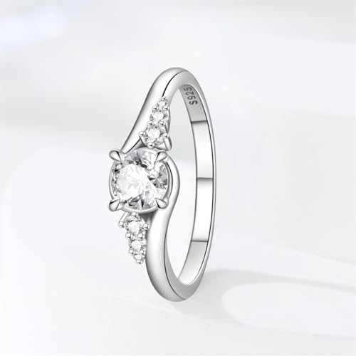 KUNSIR 925 Sterling Silver Rings Classic Cubic Zirconia Eternity Promise Statement Anniversary Wedding Bands Engagement Rings for Women Infinity Forever Love Ring Size 7-9 - style: Guardian Galaxy Ring