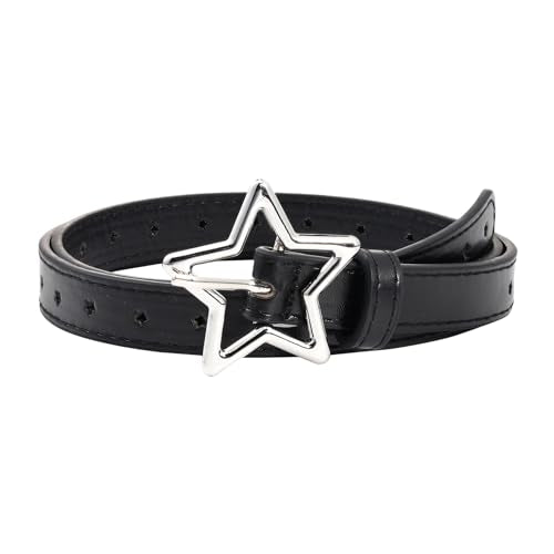 MILAKOO Punk Leather Waist Belt for Women Vintage Accessories for Hippie Skateboarding Enthusiasts - color: K: Black-star
