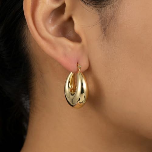 4 Pair Small Gold Hoop Earrings for Women Sensitive Ears - Hypoallergenic 14k Real Gold Plated Hoops Zirconia Cartilage Huggie Earrings Set Helix Piercing Earring Gold Jewelry for Women Gift - color: T1908 Hoop Gold