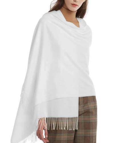 FURTALK Pashmina Shawl Wraps for Women Evening Dresses Blanket Scarves Fashion Scarf Wedding Gifts - color: White