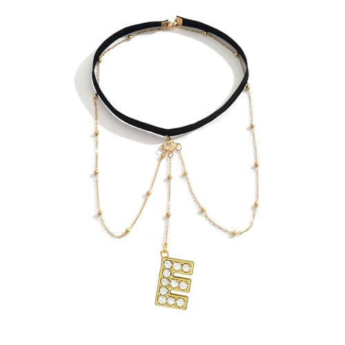Letter Initial Leg Chain Thigh Jewelry for Women Summer Beach Bead Leg Chain Name Elegant Elastic Body Chain Jewelry - color: E