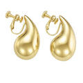 14K Gold Clip On Earrings Women,Teardrop Chunky Detachable Hoop Clip-On Earrings for Non Pierced Ears Hypoallergenic Lightweight Earring Clips - color: Gold