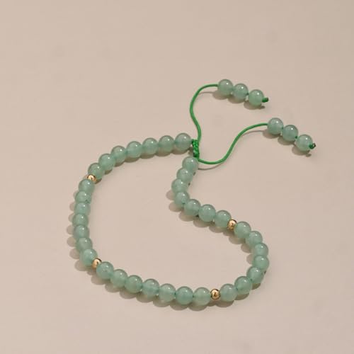 Softones 6mm Natural Stone Anklet for Women Gemstone Ankle Bracelets for Women Healing Energy Crystal Anklets Adjustable(8.5-10 Inches) - color: Aventurine