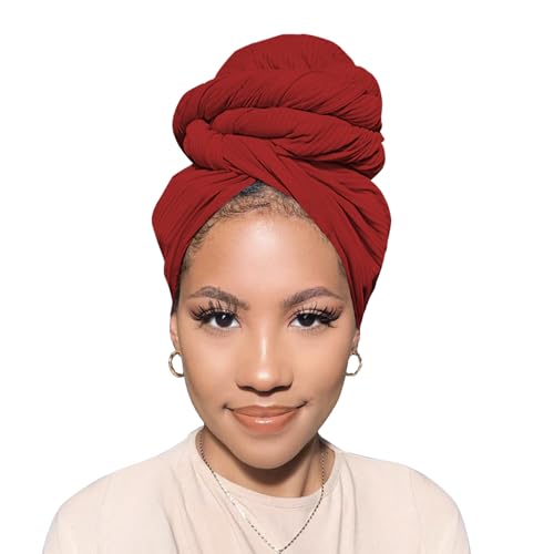 Head Wraps for Black Women African Head Wrap Lightweight for Women Long Plain Turban Hair Scarf Scarves - color: 1 Pc-wine Red