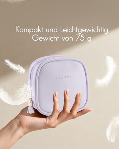 VLANDO Mini Makeup Bag, Small Makeup Bag for Purse with Slip-in Pockets, Portable Travel Toiletry Bag with Zipper, Waterproof Travel Essentials for Women-Mist Purple - color: Mist Purple