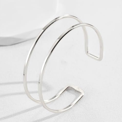 Frodete Upper Arm Cuff for Women Boho Minimalist Armlet Jewelry Outfit Accents Summer Beach Costume Party Dress Accessories Gift - color: D3:Silver Arm Cuff