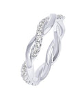 PAVOI 14K Gold Plated Cubic Zirconia Twisted Rope Eternity Band for Women - color: White Gold, size: 6.5