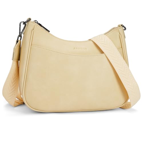 APHISON Trendy Leather Crossbody Purse with Adjustable Strap, Women's Shoulder Handbag - color: 08-light Yellow