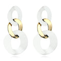 Charm Elegant Hollow Color Chain Acrylic Geometric Temperament Dangle Drop Earrings Bohemian Minimalist Hypoallergenic Jewelry Gift - color: White Gold White