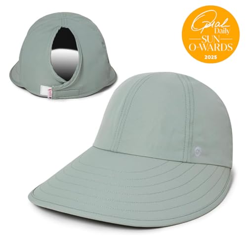 Ponyflo Sunblocker Wide Brim Hat, Patented Women’s Ponytail Sun Hat for Adults, UPF 50 Sun Protection - color: Mint
