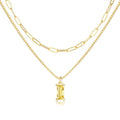 Dainty Gold Charm Necklaces for Women Non Tarnish, 14K Trendy Blue Green Cubic Zirconia Emerald Pendant Birthstone Necklaces Birthday Gifts for Women Waterproof Jewelry - color: 11-November(Citrine)