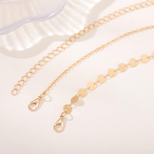 Body Chain Gold Waist Chains for Women Belly Layered Beach Waist Chains Adjustable Sexy Bikini Boho Chain - style: sequins round