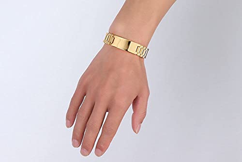 Custom Mens Bracelet Personalized Watch Band Engraved Name Bracelets for Men Customized ID Cuff Wristband Gift for Dad Husband - style: Gold - 1.0cm