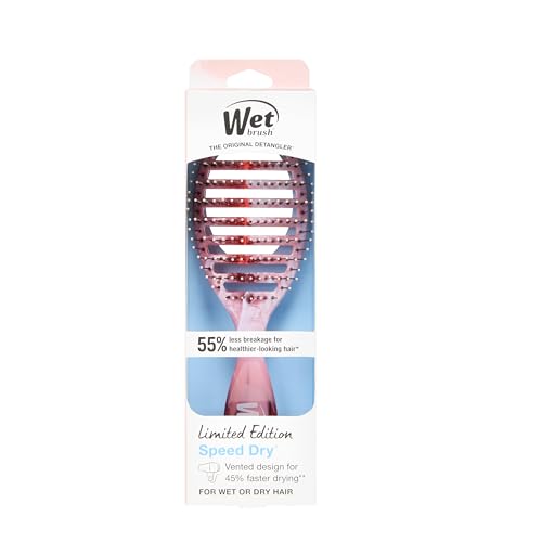Wet Brush Speed Dry Hair Brush, Pink (Sweet Seaglass) - Vented Design & Soft HeatFlex Bristles Are Blow Dry Safe - Ergonomic Handle Manages Tangles - Pain-Free Hair Accessories - color: Seaglass Pink, size: 1 Count (Pack of 1)