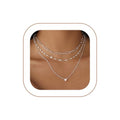 Layered Gold Necklace for Women Trendy 14K Gold Plated Heart CZ Pendant Layered Gold Necklaces Set Coin Choker Necklaces Simple Circle Cubic Zirconia Pearl Necklace Stack Herringbone Paperclip Chain Jewelry Set - style: 3PCS-Paperclip chain zircon-SL