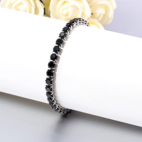 CiNily Adjustable Tennis Bracelets for Women Teen Girls Rainbow Cubic Zirconia Bracelet 14K White Gold Plated Hypoallergenic Slider Bracelet Jewelry Gift - color: Adjustable-Black