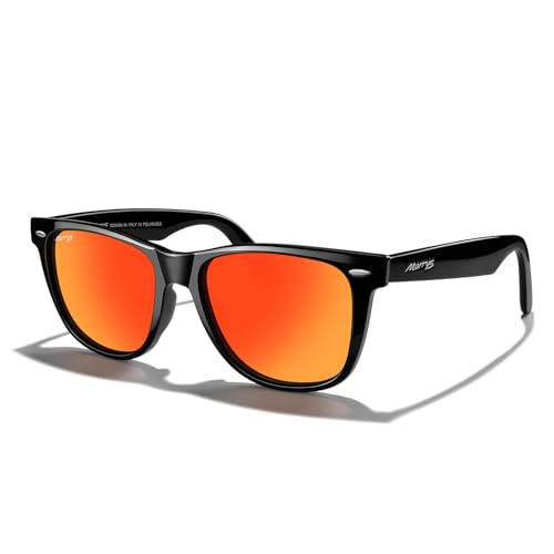 MERRY'S Classic Square Shape Polarized Sunglasses for Womens Mens Retro Designer UV400 Sun Glasses S6140 - color: Black Frame/Red Mirror Lens