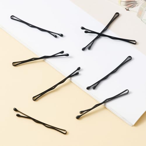 QIUTIMIY 200 Pcs 1.38 Inch Wave-Shaped Bobby Pins Black Metal Hair Pins Hair Accessories for Women Stylists Hair Sticks Girl - color: Black, size: Wave-1.38in