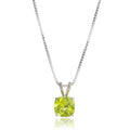 MAX + STONE 925 Sterling Silver Cushion Cut Birthstone Necklace for Women | 6mm Hypoallergenic Solitaire Necklace | Gemstone Pendant Necklaces with 18 inch Box Chain - color: Peridot