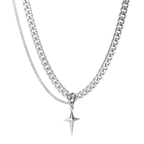 Gold Necklaces for Women Gifts - 14K Gold Plated Necklace for Women Necklaces for Her Tiny Fashion Jewelry for Teens，for Women Friends Jewelry Gifts，Necklace Gold Jewelry Birthday Gifts - style: Double layered star pendant necklace