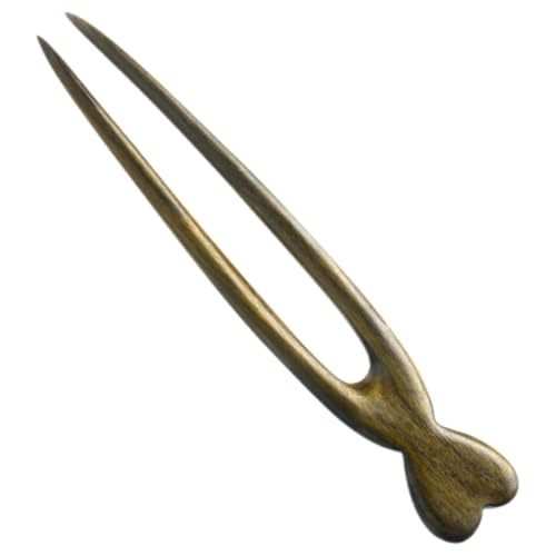 Balacoo Wooden Hair Sticks Double Prong Hair Forks Heart-shaped Vintage Hairpins for Women French Bun Pins Accessories for Daily Updo Styling