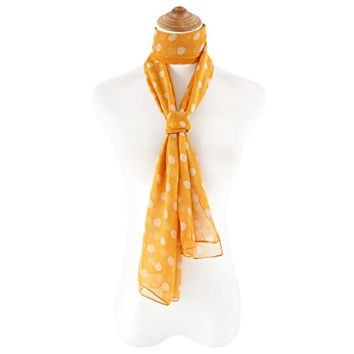 E-Clover Unique Fashion Women's Scarf Chiffon Sheer Scarves for Women Lightweight - color: Polka Dot-yellow
